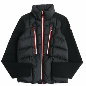 極美品 MONCLER GRENOBLE モンクレールグルノーブル 2018年製 MAGLIONE ニット切替 ロゴワッペン ダウンジャケット 黒 S 正規品 メンズ