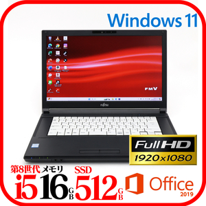 ★A579B②★第8世代i5-8365U★新品SSD512GB★メモリ16GB★Webカメラ★フルHD★バッテリ良★Win11★Office★Bluetooth★