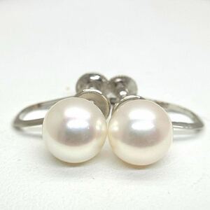 ［K14WG アコヤ本真珠イヤリング］m 重量約2.0g 約7.4mm pearl Perl パール earring pierce jewelry ジュエリー DD0