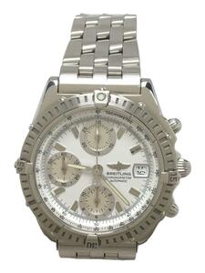 BREITLING◆A13352/自動巻腕時計/アナログ/ステンレス/WHT/SLV/多数キズ、打痕、ヨゴレ