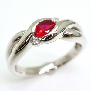 ＊CrescentVert(クレサンベール)Pt900ルビー/天然ダイヤモンドリング＊a 約6.0g 12.0号 ruby diamond jewelry ring 指輪 EB8/EC3