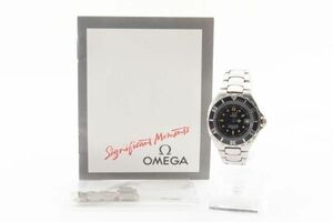 1円 稼働 OMEGA オメガ シーマスター プロフェッショナル 200m QZ デイト 黒文字盤 レディース 腕時計 コマ5付き 47468383