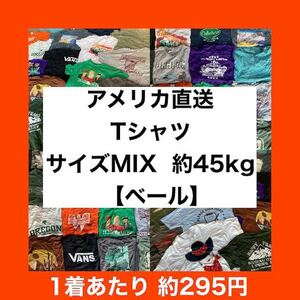 ◆送料無料 アメリカ USA 直送 Tシャツ MIX （SIZE MIX） ベール 未開封 古着卸 BIGサイズ 45kg カラバリ デザイン豊富 仕入れ ビンテージ