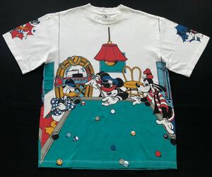 90s USA企画 激レア ミッキーマウス ディズニー ハイデザイン Tシャツ　　総柄 両面 オーバープリント カナダ製 ヴィンテージ 柳7411