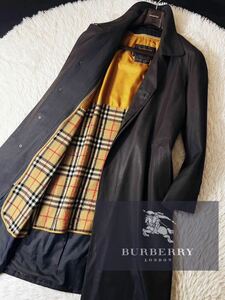 J36【最高峰シルクカシミヤ!!】美品定価30万●BURBERRY prestige collection●圧倒的高級感●ステンカラーコート バーバリーコート メンズ