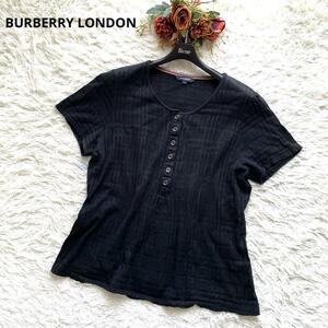 大きいサイズ2XL　BURBERRY LONDON 　バーバリーロンドン　半袖カットソー　シャドーチェック　黒