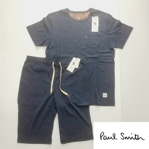 新品 ポールスミス Paul Smith 半袖上下セット L マルチストライプ Uネック ブルー Tシャツ　ショートパンツ LOUNGE　WEAR