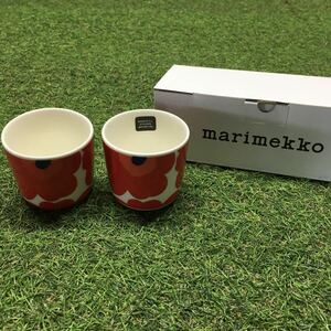 GX4203 MARIMEKKO マリメッコ UNIKKO ウニッコ 067849-001 ラテマグカップ 2個セット食器 ホワイト.レッド 未使用 保管品 コップ