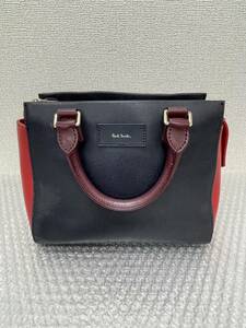 @美品☆/Paul Smith/ポールスミス/ハンドバッグ/ショルダー/トート/2way/カラーブロック/PVC/レディース/ネイビー/レッド/0313f