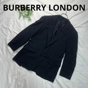 BURBERRY LONDON テーラードジャケット 紺色系 チェック 背抜き