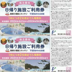 藤田観光　優待　日帰り施設ご利用券　2枚　送料無料