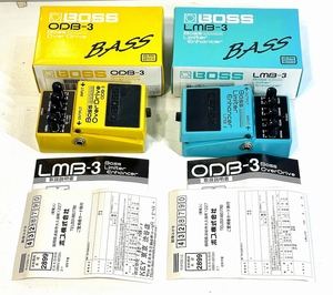 中古音響機器 ボス ベース用エフェクター2個 BOSS オーバードライブ ODB-3・リミッターエンハンサー LMB-3、箱＆取説付属、動作未確認品