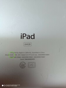 iPad2 A1395 WiFiモデル 64GB？ バッテリー不良ジャンク