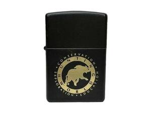 zippo (ジッポー) 2000年製 HUNTING WORLD ハンティングワールド ロゴ オイルライター マット ブラック ゴールド 雑貨/028