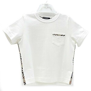 バーバリーロンドン Tシャツ キッズ 半袖 チェック コットン ホワイト サイズ100A 三陽商会 BURBERRY LONDON