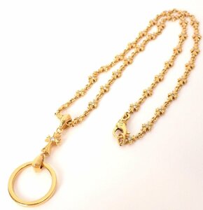 幻の逸品！クロムハーツ CHROME HEARTS 22K 22金 ベビーファット クロス ダイヤ NTFLリング サングラス 眼鏡ホルダー ネックレス 55cm