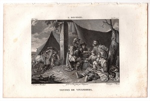 1813年 Filhol 銅版画 セバスチャン・ブルドン S.BOURDON ヴィヴァンディエールのテント TENTES DE VIVANDIERS