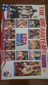 非売品当時物「USA BASKETBALL・DREAM TEAM1992」ポスター 中古/NBA ドリームチームMAGIC・JONSON MICHAEL・JORDAN バスケットボール