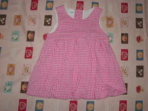 6★familiar(ファミリア)★ピンクと白のギンガムチェックが上品で可愛らしいジャンバースカート★70 