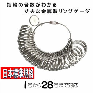 【送料無料】リングゲージ 丈夫な金属製 指のサイズを測る リングサイズゲージ 日本標準規格 指輪 号数 計測 1号から28号まで