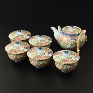 ◎475609 【SALE♪】 美品 有田焼 清秀作 金襴手 番茶器揃 急須×1 蓋付湯呑×5 茶器セット