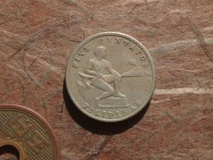 アメリカ統治フィリピン　5Centavos　白銅　1938年M　KM#180　(19.1mm, 4.8g)