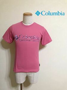 【良品】 Colombia TITANIUM OMNI-DRY コロンビア アウトドア ドライTシャツ ビッグロゴ カモフラ トップス 半袖 サイズXS ピンク