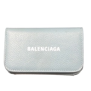 バレンシアガ BALENCIAGA キャッシュキーケース 639820 ライトブルー レザー キーケース メンズ 中古