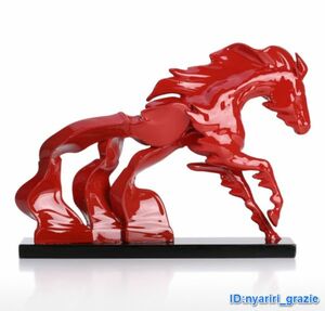 Tooarts 馬 樹脂彫刻 ランニングホース レッド オーナメント バーニングホームデコ 赤装飾 送料無料 2