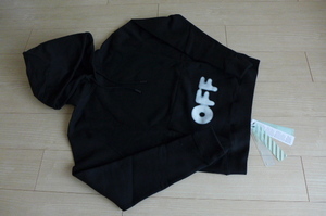 新品 即決 オフホワイト Off-White パーカ 黒 スエット KIDMOGRAPH HOODIE BLACK ALL OVER サイズL ブルゾン