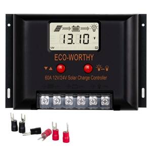 #011709 ECO-WORTHY ソーラーチャージコントローラ 60A 12V / 24V LCDディスプレイUSBポートによる過負荷保護