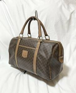 イタリア製　CELINE セリーヌ マカダム ブラゾンロゴ ブラウン ミニボストン ハンドバッグ　　