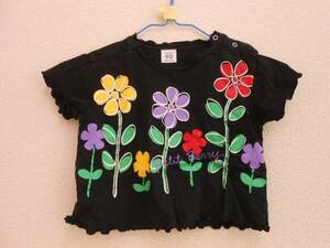 ●女の子/半袖Tシャツ/花柄/ブラック/90サイズ