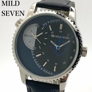 【稼働】MILDSEVEN マイルドセブン ブルー×ブラック文字盤 クォーツ メンズ腕時計 5-02-A