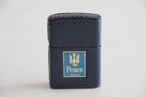 【未着火】ZIPPO Peace Blue Leater ピース 特製革巻き オイルライター ネイビー　○懸賞当選品 非売品