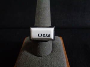 ＊100円～【美品】D&G ドルチェアンドガッバーナ シルバー×ホワイト ロゴマーク メンズリング 約19号 ファッション/小物＊M-26