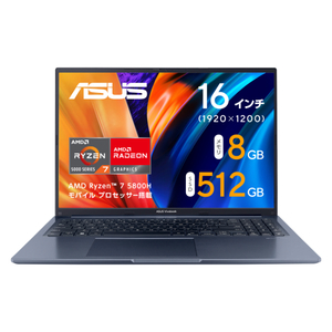 【送料無料】ASUS Vivobook 16X M1603QA-MB028W ノートパソコン 16型 AMD Ryzen7 5800H メモリ8GB SSD 512GB WiFi6 Windows11WPS Office