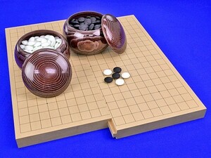 囲碁セット　19路9路スライド囲碁盤セット(蛤碁石25号・栗碁笥大)【囲碁将棋専門店の将碁屋】