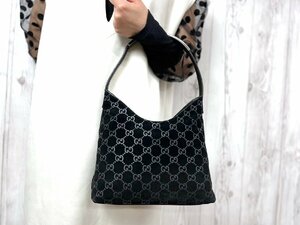 美品 GUCCI グッチ GG柄 ハンドバッグ ショルダーバッグ バッグ スエード×レザー 黒 71562