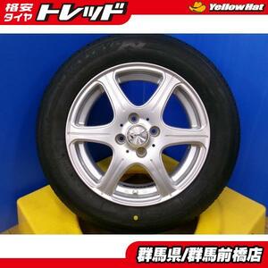 ノート bB MAZDA2 中古 KAINOS 6.0J-15 +43 4H100 新品 ブリヂストン ネクストリー 185/65R15 22年製 NCP31 NCP35 DJ5AS DJ5FS 前橋