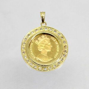 ◎中古美品◎１８金枠　ダイヤ　0.15ct　20分の1オンス　純金コイン　ペンダント