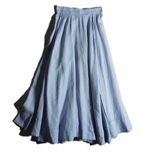 M5004f49　▼MADISON BLUE マディソンブルー▼　TUCK CIRCULAR CIRCULAR SKIRT リネン サーキュラスカート ブルー 0 / マキシ丈 春～秋