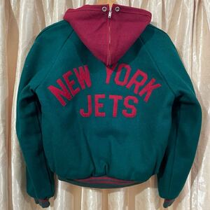 ビンテージ USA製 PYRAMIDピラミッド NEW YORK JETS スタジャン NFL ボーイズサイズ20 (メンズXS) グリーン系 ニューヨーク ジェッツ NYJ 