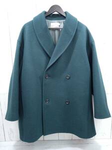 Graphpaper グラフペーパー SCALE OFF MELTON SHAWL COLLAR COAT ショールカラー ウールコート Pコート メンズ size1 グリーン 店舗受取可