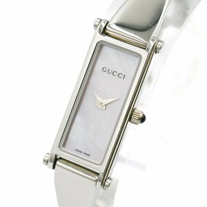 1円 箱/保証書付 GUCCI グッチ 1500L バングルウォッチ QZ クオーツ ピンクシェル文字盤 シルバー SS レディース 腕時計 318120240430