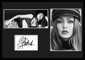 10種類!Gigi Hadid/ジジ・ハディッド/ファッションモデル/リアリティ/サインプリント&証明書付きフレーム/BW/モノクロ/ディスプレイ(5-3W）