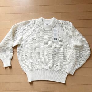 ルメール × UNIQLO レディース コットンメッシュ オーバーサイズセーター オフホワイト XXL 新品　4389円 超ハイクオリティが激安！