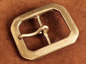 真鍮製 レザーベルト用バックル スクエア（八角形）ベルト幅40mm：ブラス ギャリソンベルト 大きい カスタムパーツ メンズ 交換