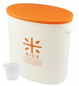 パール金属 日本製 米びつ 5kg オレンジ 計量カップ付 お米 袋のまま ストック RICE HB-3435