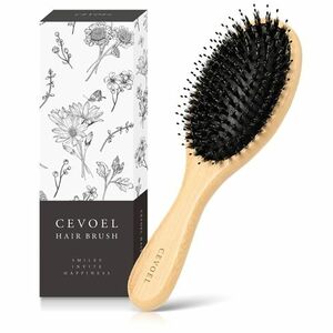 【美容のプロ監修】CEVOEL ヘアブラシ パドルブラシ 天然豚毛【若見え髪の新習慣！】 ブラシ 髪 レディース くし